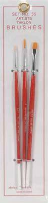 Atlas Brush Company 55 3pc 10/0 #0 #1 Taklon Brush Set