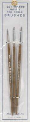Atlas Brush Company 58B 3pc set red sable 10/0 5/0 0