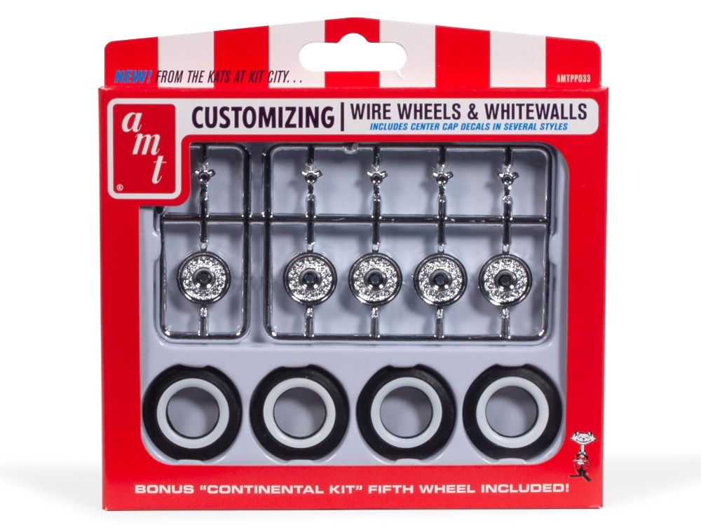 AMT Model  33 KH Wire Wheels & Tires Parts pack(Works with many vintage mu