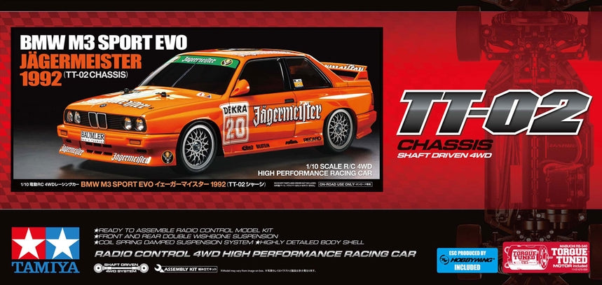 TAMIYA 58760 1/10 R/C BMW M3 Sport EVO Jagermeister 1992 (TT-02)  NEW - call for discount pricing!