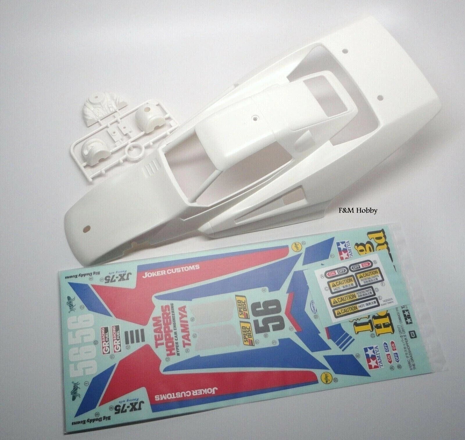 NEW TAMIYA 2017 GRASSHOPPER II WHITE BODY WITH DECAL STICKER & DRIVER FIGURE Grass Hopper II