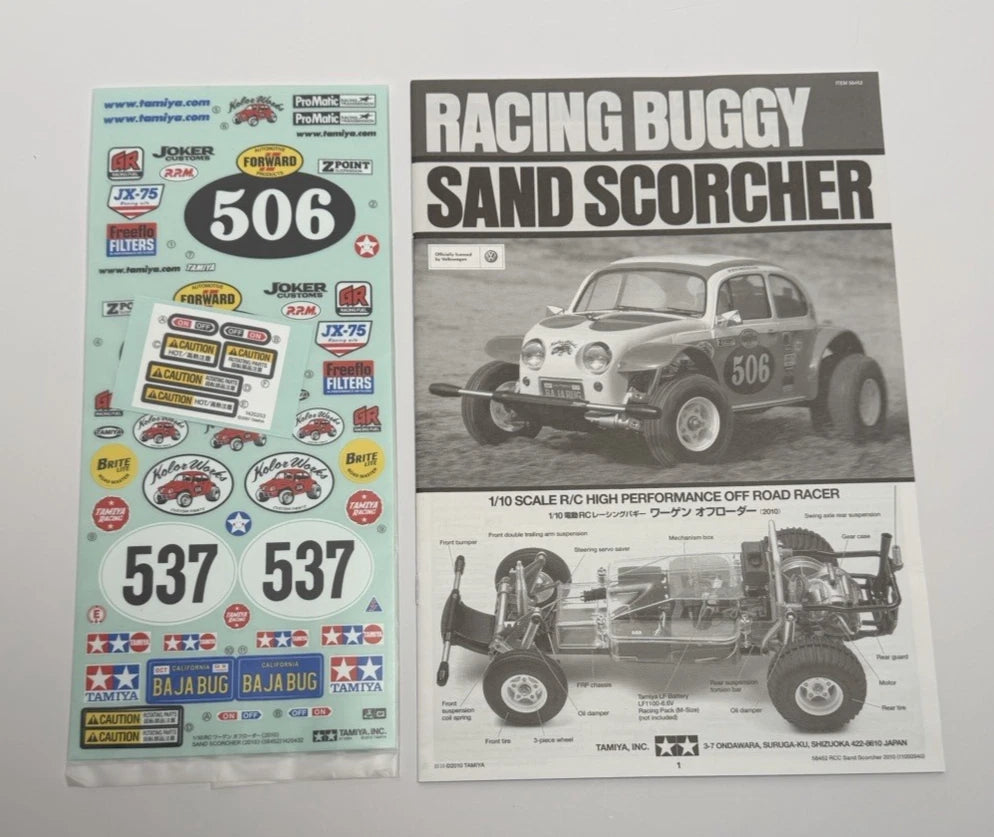 Tamiya Part Sand Scorcher 2010 Model (Vw Bug) Instruction Book w/ Sticker Set