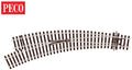 Peco Model Train SLU77 HO Code 100 Curved Turnout Sma Rad LH UNI