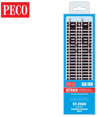Peco Model Train ST2000 HO PECO-Set-OO/HO-Track C100 MP Standard Straight (8)